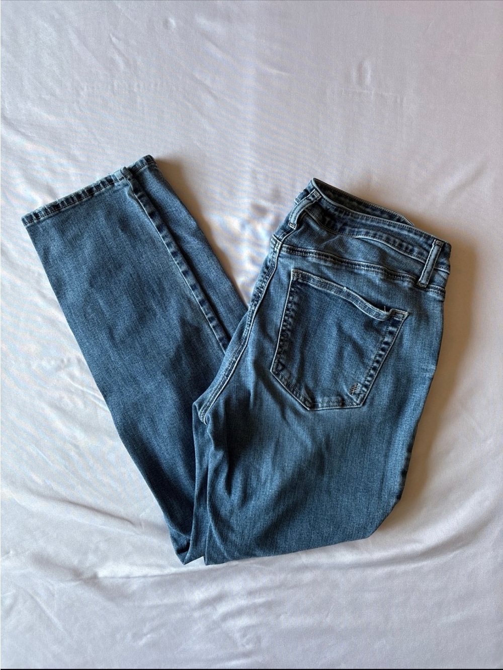 Silver Jeans Straight Leg Jeans in Medium Blue Wash Button Fly